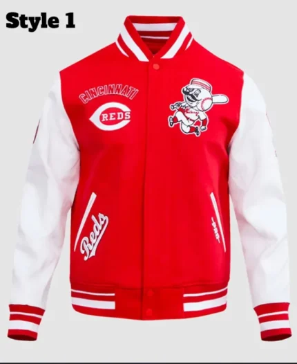 MLB Cincinnati Reds Retro Classic Rib Varsity Jacket | Trendy Leather Jackets