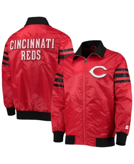 MLB Cincinnati Reds Starter Red The Captain II Varsity Jacket | Trendy Leather Jackets
