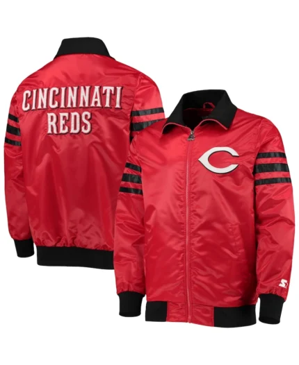 MLB Cincinnati Reds Starter Red The Captain II Varsity Jacket | Trendy Leather Jackets