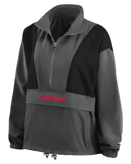 MLB Cleveland Guardians Erin Andrews Charcoal Jacket | Trendy Leather Jackets