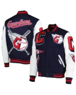 MLB Cleveland Guardians Mash Up Varsity Jacket | Trendy Leather Jackets