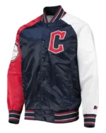 MLB Cleveland Guardians Starter Reliever Varsity Satin Jacket | Trendy Leather Jackets