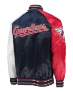 MLB Cleveland Guardians Starter Reliever Varsity Satin Jacket | Trendy Leather Jackets