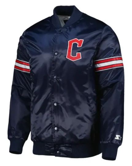 MLB Cleveland Guardians Starter Satin Varsity Jacket | Trendy Leather Jackets