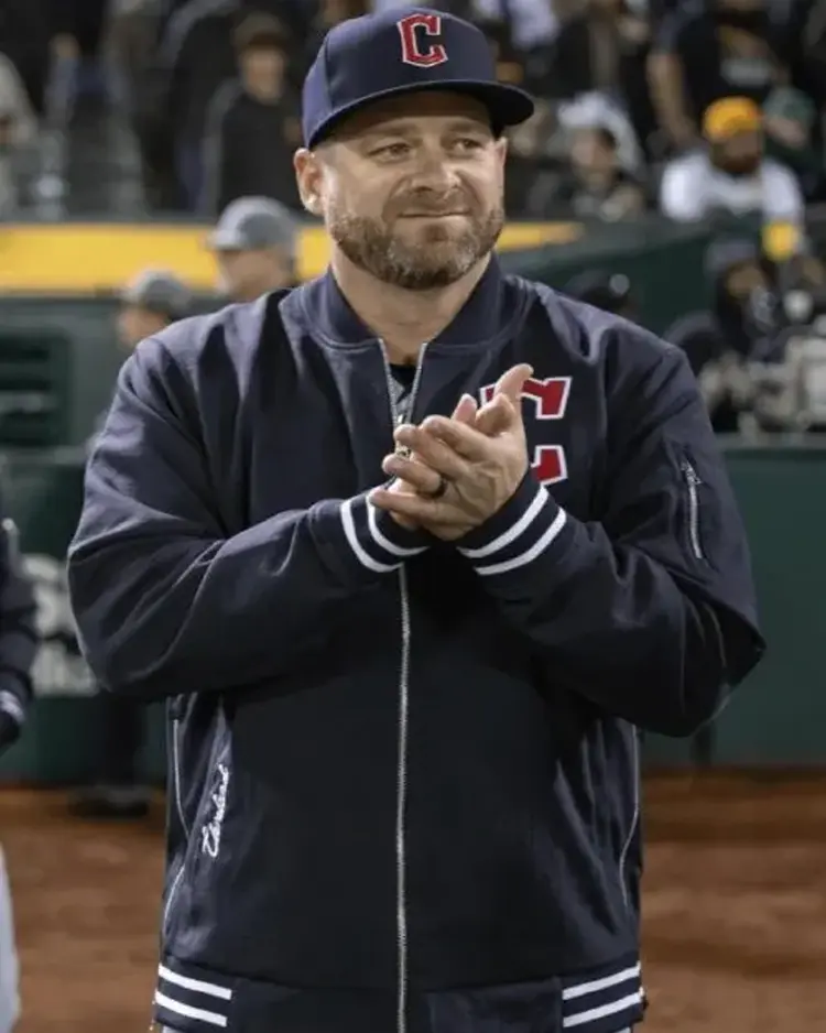 MLB Cleveland Guardians Zip-Up Black Bomber Jacket | Trendy Leather Jackets