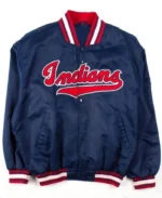 MLB Cleveland Indians Blue Satin Jacket | Trendy Leather Jackets