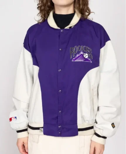 MLB Colorado Rockies Denim Varsity Jacket | Trendy Leather Jackets