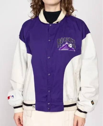 MLB Colorado Rockies Denim Varsity Jacket | Trendy Leather Jackets