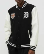MLB Detroit Tigers Black Wordmark Varsity Jacket | Trendy Leather Jackets