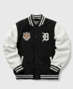 MLB Detroit Tigers Black Wordmark Varsity Jacket | Trendy Leather Jackets