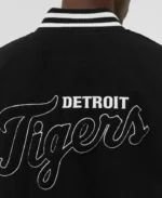 MLB Detroit Tigers Black Wordmark Varsity Jacket | Trendy Leather Jackets