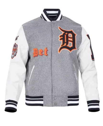 MLB Detroit Tigers Old English Varsity Jacket | Trendy Leather Jackets