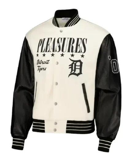 MLB Detroit Tigers Pleasures Varsity Jacket | Trendy Leather Jackets