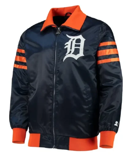 MLB Detroit Tigers The Captain II Starter Navy Varsity Jacket | Trendy Leather Jackets