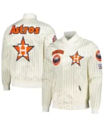 MLB Houston Astros Cooperstown Pinstripe Satin Jacket | Trendy Leather Jackets