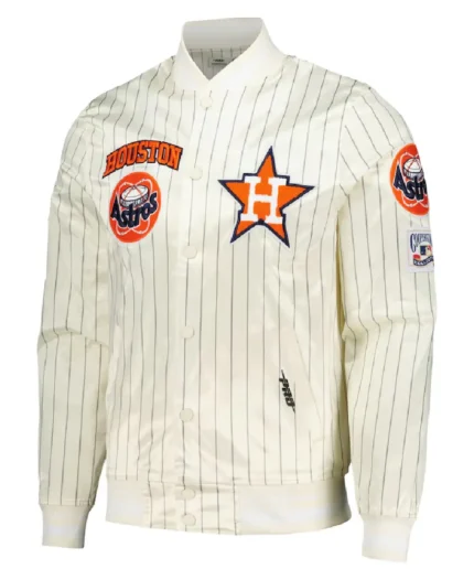 MLB Houston Astros Cooperstown Pinstripe Satin Jacket | Trendy Leather Jackets