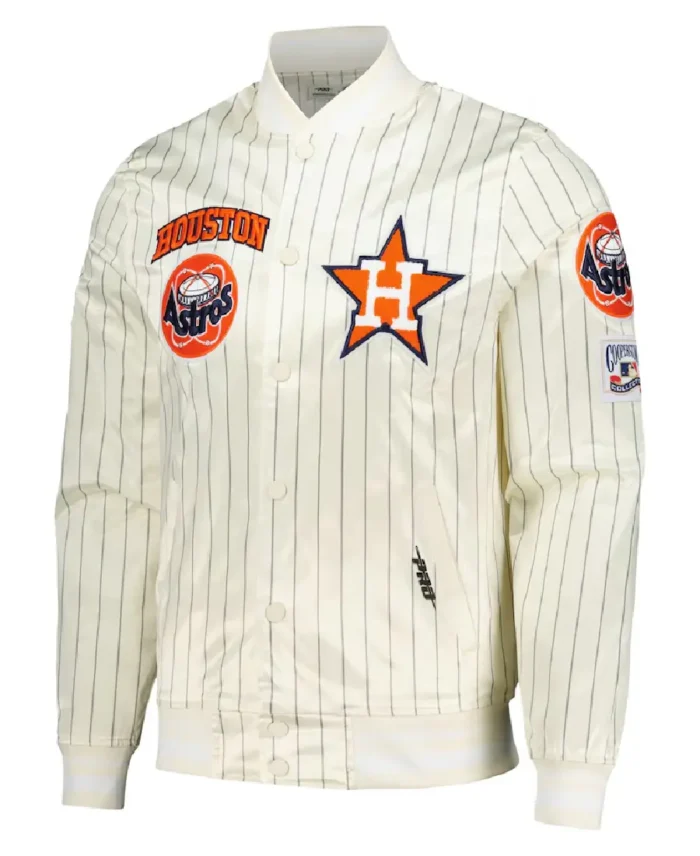 MLB Houston Astros Cooperstown Pinstripe Satin Jacket | Trendy Leather Jackets