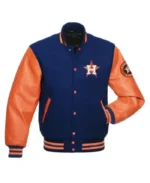 MLB Houston Astros Letterman Blue and Orange Jacket | Trendy Leather Jackets