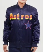 MLB Houston Astros Workmark Satin Jacket | Trendy Leather Jackets