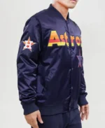 MLB Houston Astros Workmark Satin Jacket | Trendy Leather Jackets