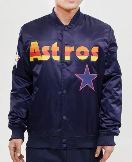 MLB Houston Astros Workmark Satin Jacket | Trendy Leather Jackets