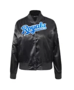 MLB Kansas City Royals Black Classic Satin Jacket | Trendy Leather Jackets