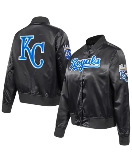 MLB Kansas City Royals Black Classic Satin Jacket | Trendy Leather Jackets