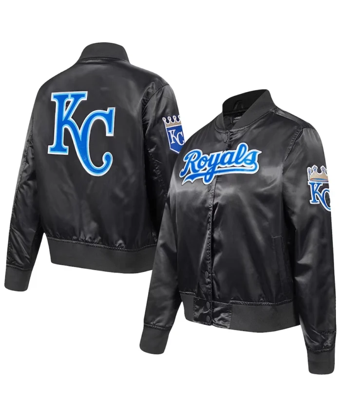 MLB Kansas City Royals Black Classic Satin Jacket | Trendy Leather Jackets