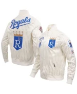 MLB Kansas City Royals Retro Classic Cream Satin Jacket | Trendy Leather Jackets