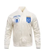 MLB Kansas City Royals Retro Classic Cream Satin Jacket | Trendy Leather Jackets