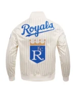 MLB Kansas City Royals Retro Classic Cream Satin Jacket | Trendy Leather Jackets