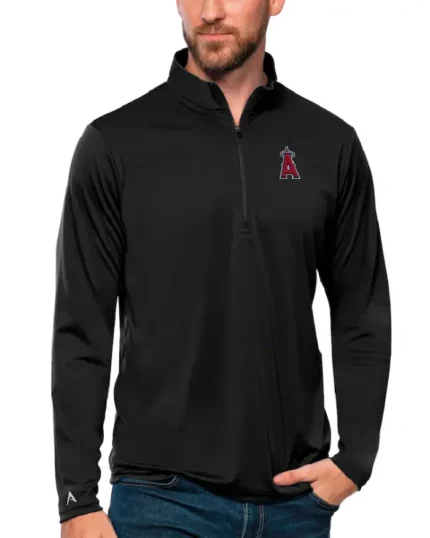 MLB Los Angeles Angels Antigua Black Tribute Pullover Top | Trendy Leather Jackets