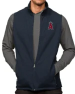 MLB Los Angeles Angels Antigua Heathered Course Vest | Trendy Leather Jackets