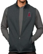 MLB Los Angeles Angels Antigua Heathered Course Vest | Trendy Leather Jackets