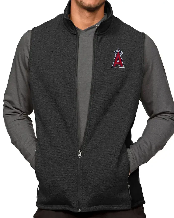 MLB Los Angeles Angels Antigua Heathered Course Vest | Trendy Leather Jackets