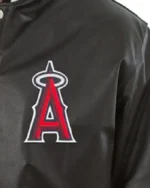 MLB Los Angeles Angels Black Leather Varsity Jacket | Trendy Leather Jackets