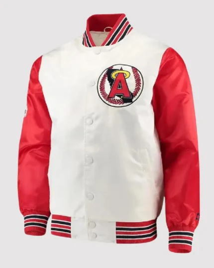 MLB Los Angeles Angels Legend White and Red Varsity Jacket | Trendy Leather Jackets