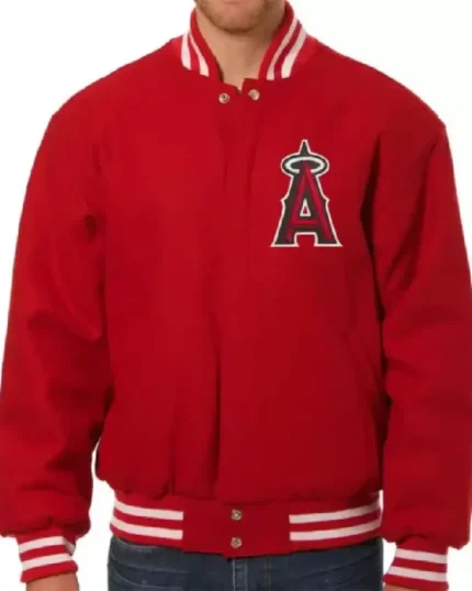 MLB Los Angeles Angels Letterman Red Varsity Jacket | Trendy Leather Jackets