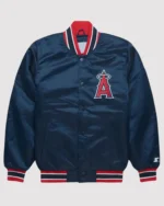 MLB Los Angeles Angels Navy Blue Bomber Jacket | Trendy Leather Jackets