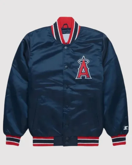 MLB Los Angeles Angels Navy Blue Bomber Jacket | Trendy Leather Jackets