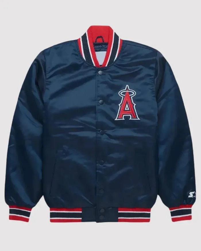 MLB Los Angeles Angels Navy Blue Bomber Jacket | Trendy Leather Jackets