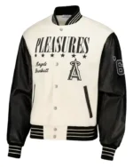 MLB Los Angeles Angels Pleasures White Varsity Jacket | Trendy Leather Jackets