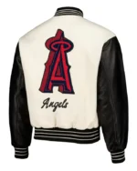 MLB Los Angeles Angels Pleasures White Varsity Jacket | Trendy Leather Jackets