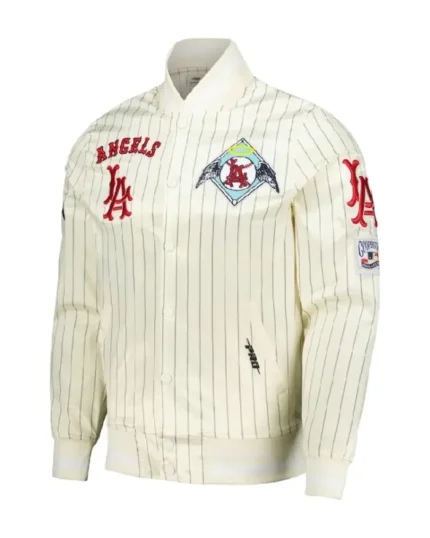 MLB Los Angeles Angels Pro Standard Pinstripe Retro Classic Satin Jacket | Trendy Leather Jackets