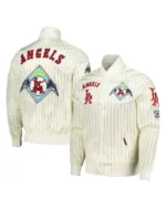 MLB Los Angeles Angels Pro Standard Pinstripe Retro Classic Satin Jacket | Trendy Leather Jackets