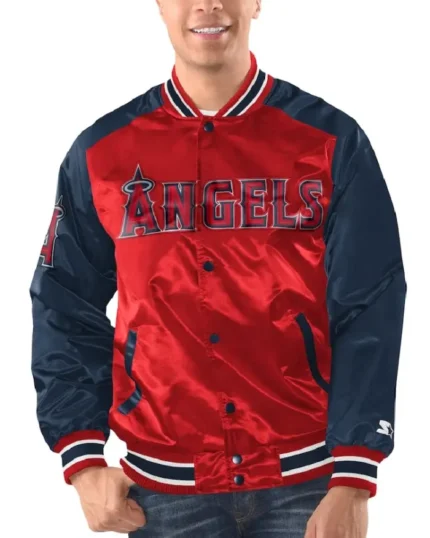 MLB Los Angeles Angels Starter Varsity Satin Jacket | Trendy Leather Jackets