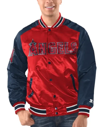 MLB Los Angeles Angels Starter Varsity Satin Jacket | Trendy Leather Jackets