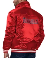 MLB Los Angeles Angels Starter x Levi's Red Satin Trucker Jacket | Trendy Leather Jackets