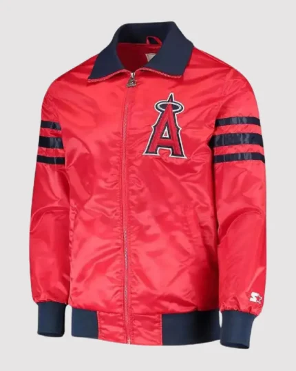 MLB Los Angeles Angels The Captain II Red Varsity Jacket | Trendy Leather Jackets
