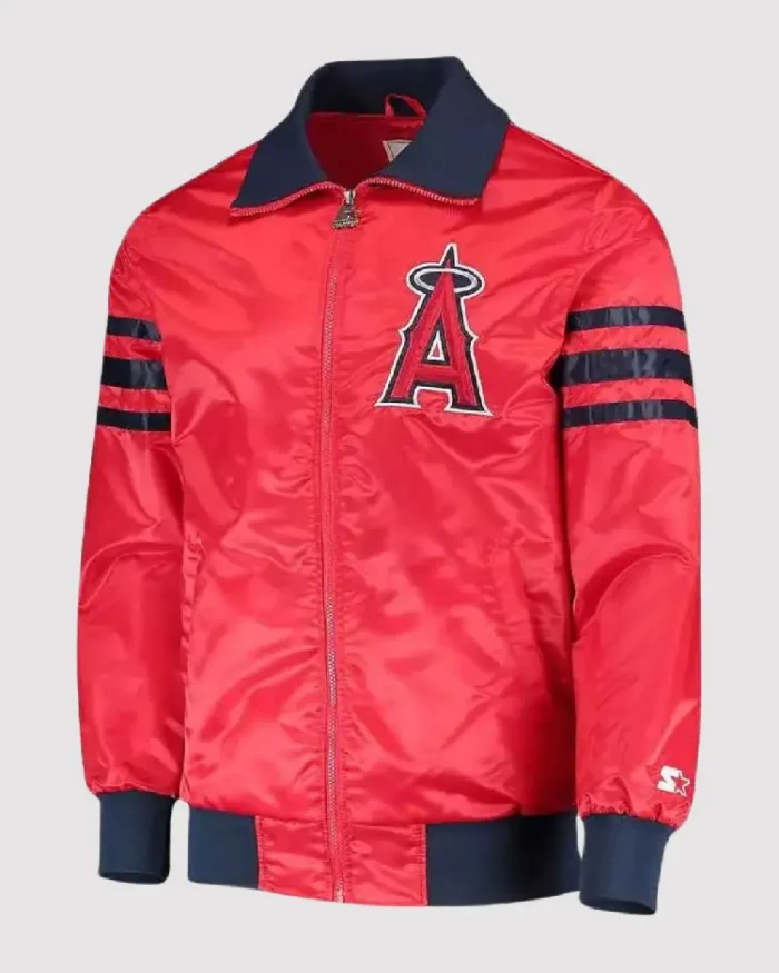 MLB Los Angeles Angels The Captain II Red Varsity Jacket | Trendy Leather Jackets